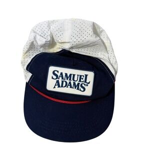 Samuel Adams Hat Mens OSFM Blue White Upside Down Logo Rope Trucker Cap